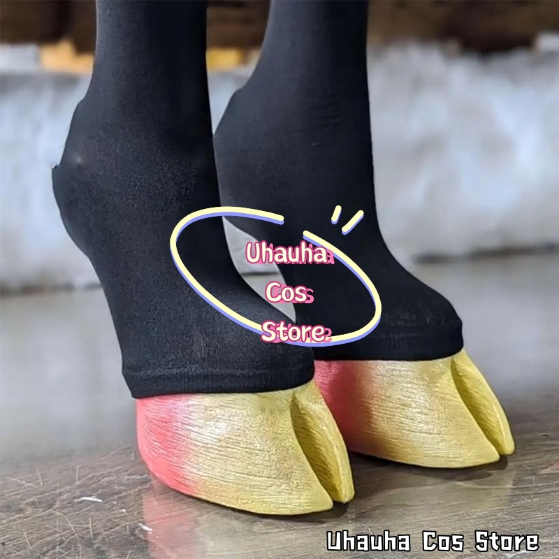 Toe Sock Split - CR6.23*分割蹄型デーモンコスプレシューズ ゴシック風二本指蹄型フットカバー レースソックス付き ファンタジーアニメロールプレイ ハロウィン用