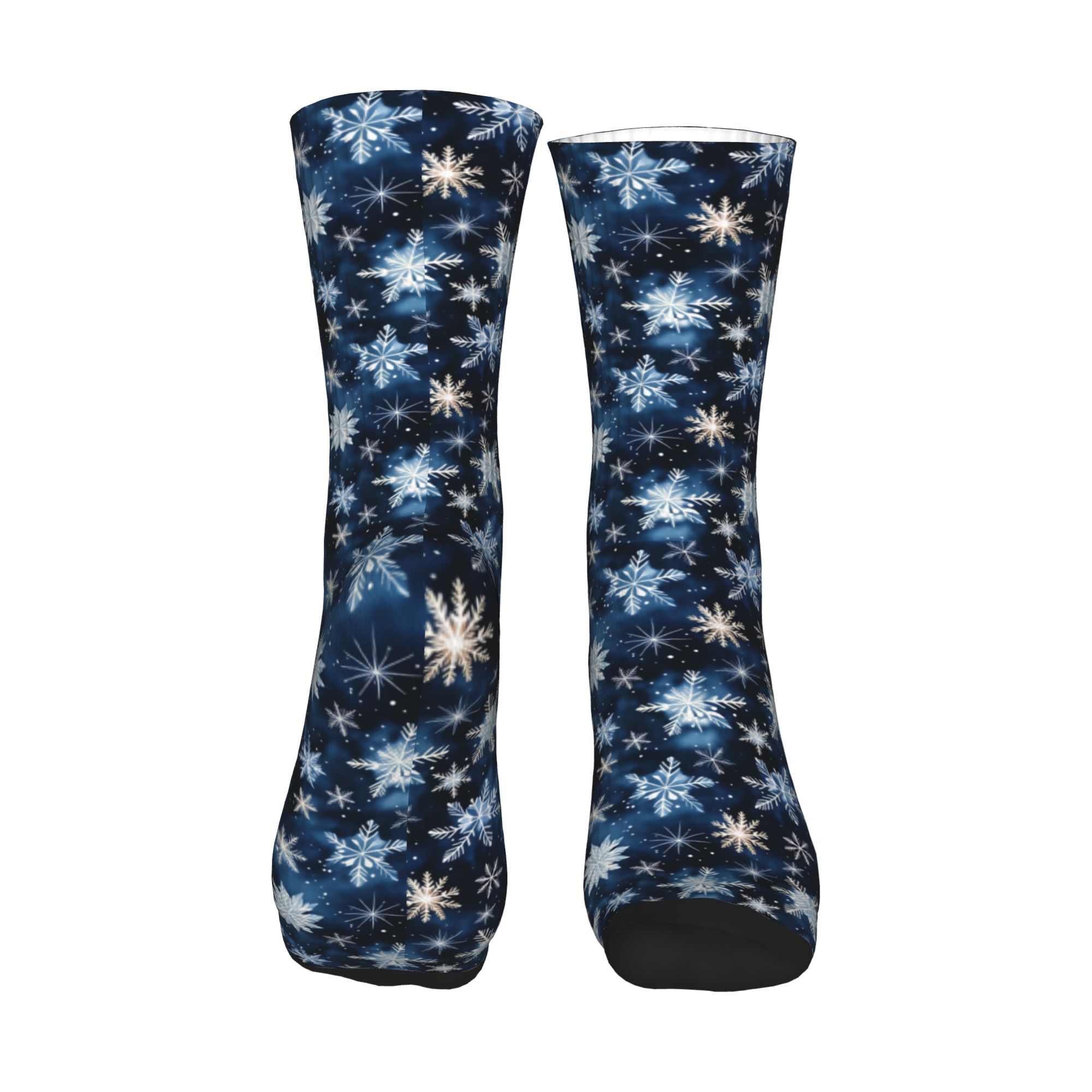 ネイビーブルーの雪の結晶パターンメンズクルーソックスユニセッ - Dress Sock Men のレビューと価格