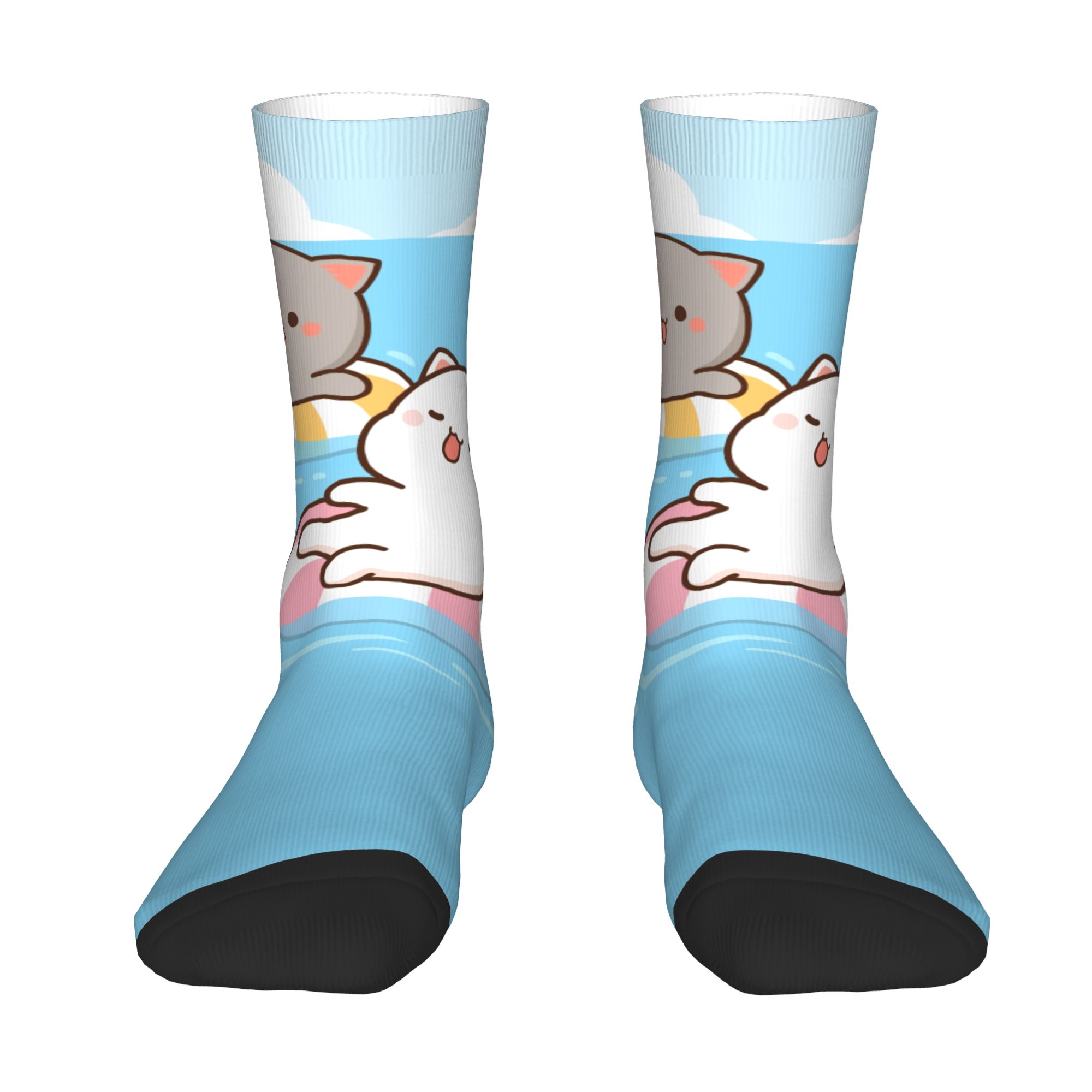 モチピーチキャットカップルの可愛いカスタムGIFが描かれたビ - Dress Sock Men のレビューと価格