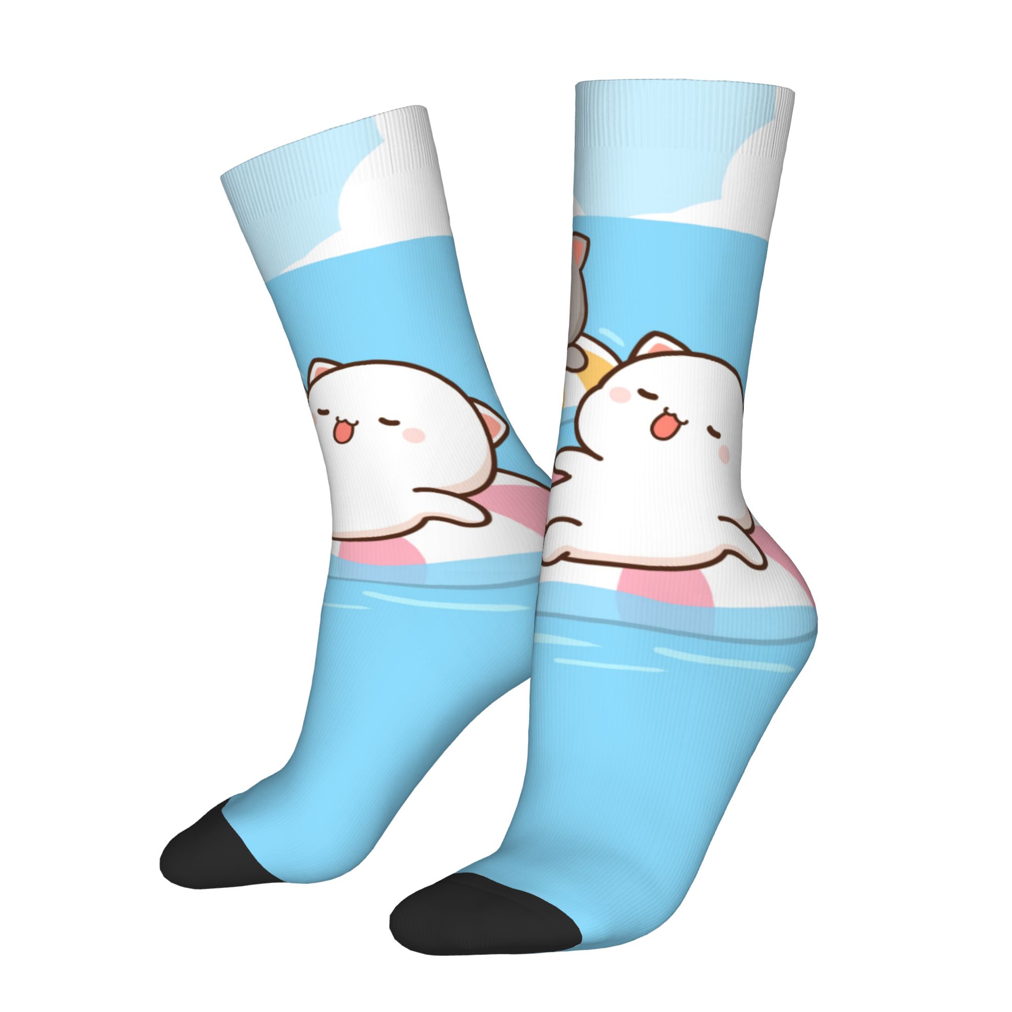 モチピーチキャットカップルの可愛いカスタムGIFが描かれたビ - Dress Sock Men のレビューと価格